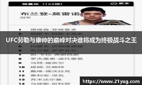 UFC劳勒与康帅的巅峰对决谁将成为终极战斗之王